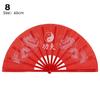 Red Chinese Tai Chi Wedding Party Decor Plastic Bone Fan Yoga Fan Folding Stage Fan Kung Fu Fan