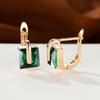 Delicate Geometric Princess Cut Green Stone Drop Dangle Earrings for Women Gold Color Bridal Wedding Party Earrings Jewelry