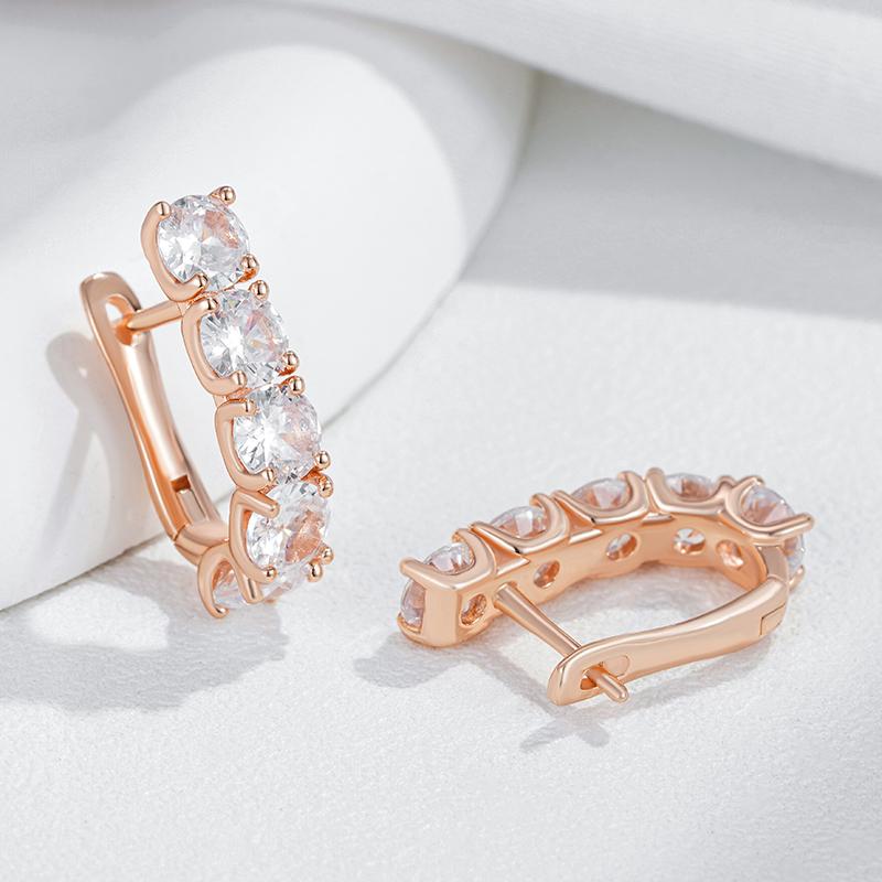 Full White Zircon Fashion Women Earrings Wedding Golden Earrings Wearable Accessories Girls Attractive Jewelry