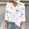 Women's Shirt Blouse Casual Loose Shirts  3/4 Sleeve  Print  V Neck Tops Print  Tops T-shirts Tee