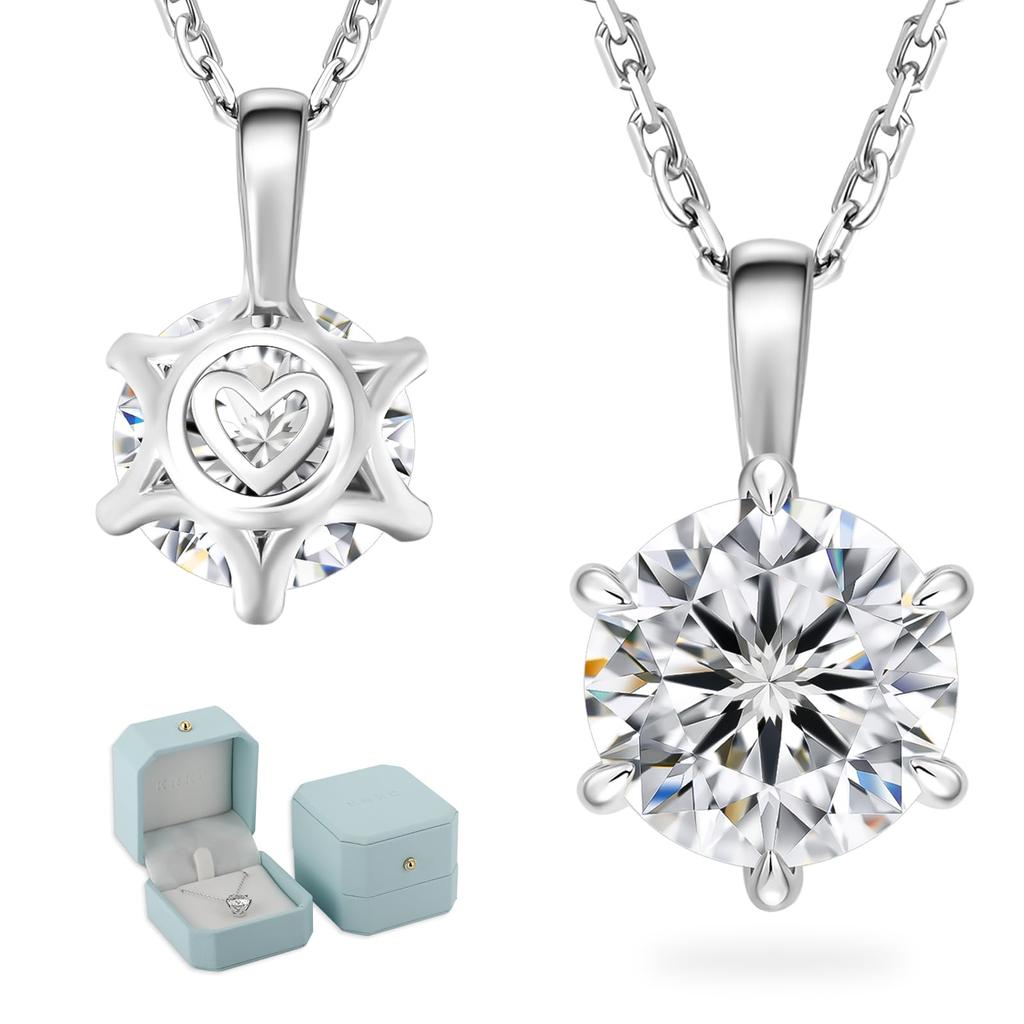 Moissanite 6 Single 925 Moissanite Pendant Hypoallergenic To White Gold Adjustable Gift Box Birthday Gift 45cm Adjuster Total Carat [KRKC] Women's