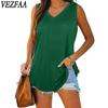 Women's Fashion Casual Summer Spring Solid Color Print Sleeveless V-Neck Blouses & Shirts