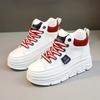 Women Sneakers Thick Sole Increase Walking Shoes for Women Leather High Top Boots White Vulcanized Shoes