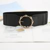 Wind Lady Round Buckle Wide Belt Retro Elastic Elastic Waist Seal Dress Waist Decoration