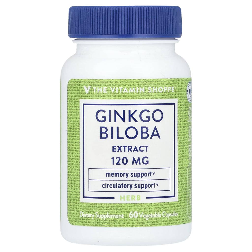the Vitamin Shoppe Ginkgo Biloba Extract, 120 Mg, 60 Veggie Capsules