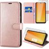 Protective Case - BOOLING - for Samsung Galaxy A26 5G - Pink PU Leather - 2 Tempered Glasses - Shockproof