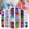 12 Colors/Set Nail Sticker Decor Sparkly Alphabet Small Laser Glitter Nail Sequin DIY Letter Nail Art Decorations Accessories