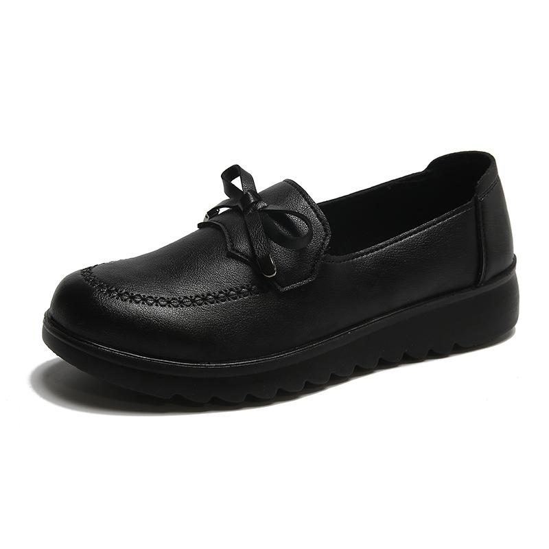 Spring and Autumn Mother Shoes Casual Soft-soled Single Shoes Middle-aged and Elderly Leather Shoes Comfortable Home Daily Non-slip Work Women's Shoes