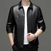 Leather Jacket for Middle-aged Men Thin Solid Color Men's Leather Jacket Spring and Autumn New Outdoor Men's PU Leather Jacket