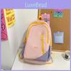 Color Simple Blocked Letter Decor Student Casual Backpack For Use School