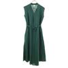 No Sleeve V Neck Long Dress ONE Green Women Used