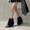 Autumn and Winter Footwear Plus Size Comfortable Fur Boots Warm High-heeled Pointed High-heeled Women's Boots