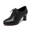 Thick Bottom Soft Leather Oxford Shoes British Lace Up Women Platform Pumps 2025 Deep Mouth Block High Heels Shoes Office Mom