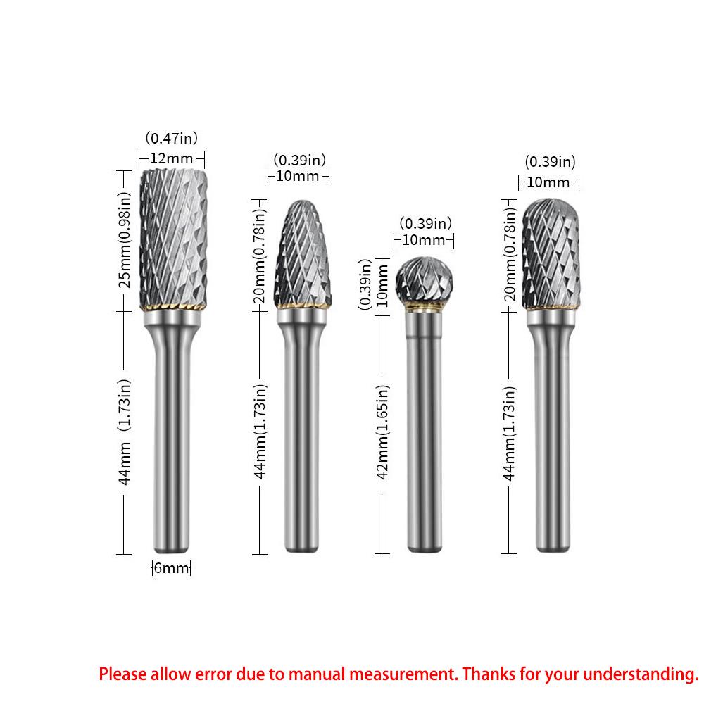 8x Double Cut Tungsten Carbide Burrs Rotary Burr Set 1/4" Shank Die Grinder Bit