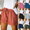 Womens Drawstring Casual Elastic Waist Pocketed Loose Shorts Pants Plus Size