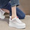 2025 Summer Women Fashion Sneakers Genuine Leather Shoes Flat Platform Height Increasing 9cm Ladies Mesh Brand White Shoes