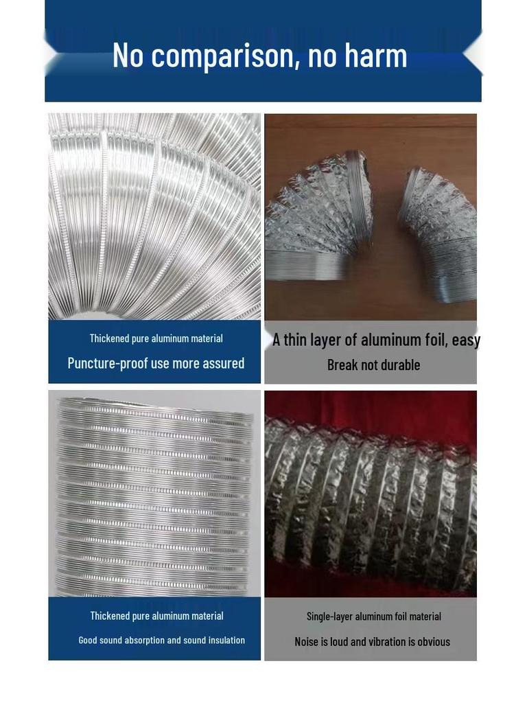 Fireproof Aluminum Corrugated Telescopic Ventilation Duct - High Temp Resistant, Flexible Exhaust Pipe