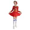 Cheer Leader Costume for Girls Sparkly Long Sleeve Cheerleading Dance Dress