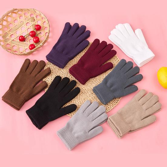 Winter Knitted Gloves Female Thickened Warm Gloves Breathable Cycling Gloves with Windproof Elastic Cuffs for Running Errands Driving