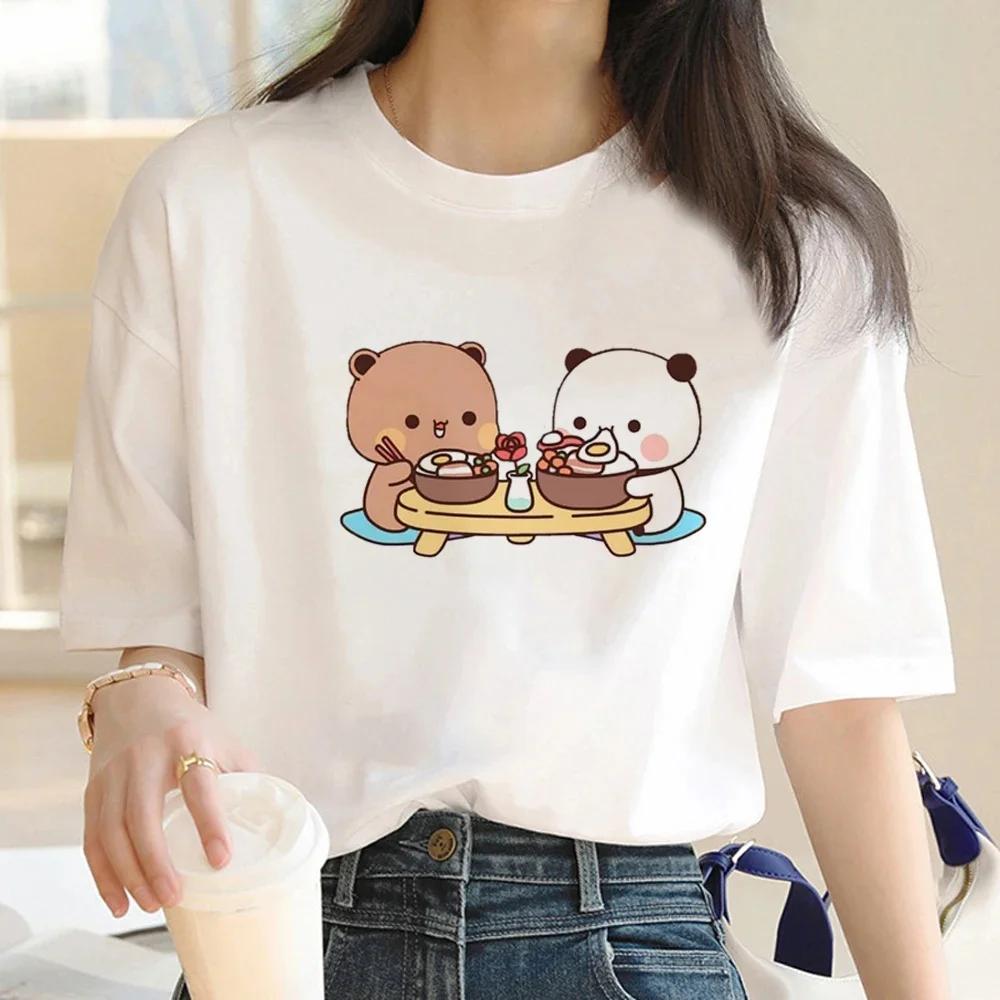 Cute Bear LOVE Unisex T Shirt Women Bubu Dudu Couple Tops Tee Summer Short Sleeve Tshirts Female Korean Casual Girl T-shirt Camisetas