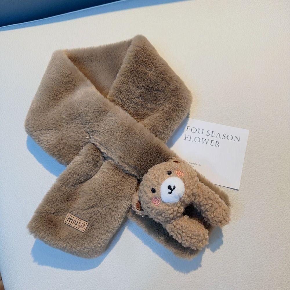 Thick Children Scarf Soft Cold-Proof Collar High Quality Bear Cross Scarf  Autumn Winter