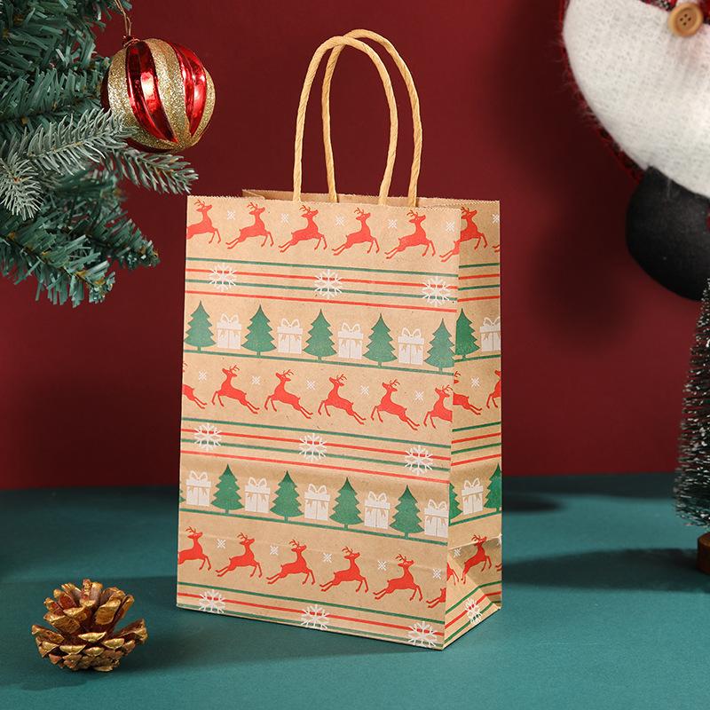 5pcs Kraft Paper Gift Bags Merry Christmas Candy Cookie Packaging Bag Boxes Natal Kids Favors 2026 New Year Party Decoration