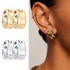 1 Pair Huggie Earrings Multi-shaped Colorful Rhinestone Polished Metal U-Shaped Lightweight Ear