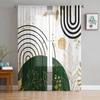 Boho Abstract Leaves Plants Tulle Curtains For Living Room Sheer Curtain For Bedroom Kitchen Blinds Voile Curtains