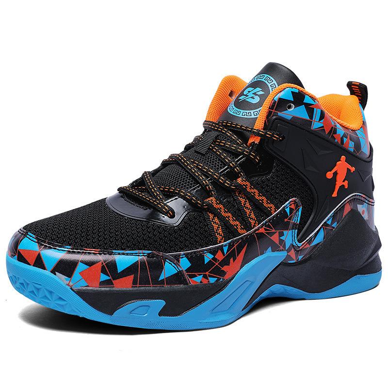 Mandarin Duck Basketball Shoes Flying Woven Mesh Student Sports Shoes High Top Basketball Shoes Cement Boots Flying Line Sneakers