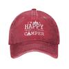 Denim Cap I'm A Happy Camper Baseball Dad Cap Classic Adjustable Sports for Men Women Hat, Black