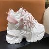 Fashion Autumn Sports Dad Shoe High Top Chunky Casual Woman Thick Bottom Mesh White Shoes 10.5CM Women Platform Sneakers Lace-up