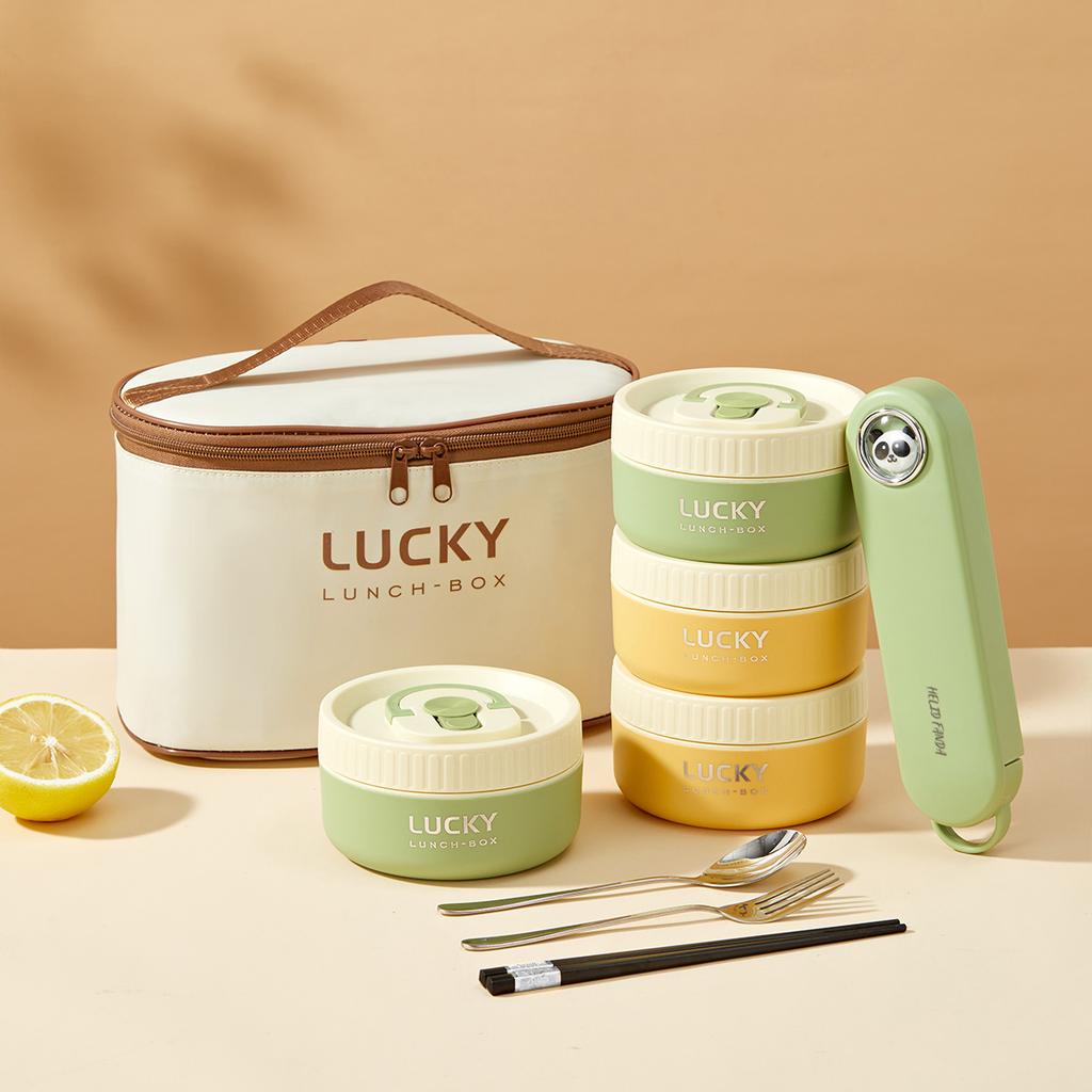 WORTHBUY Portable Sealed Thermal Lunch Box For Kids Stackable Microwave 304 Stainless Steel Bento Box Insulated Food Container