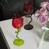 Red Rose Wine Glass Candle Holder French Rolled Cup-rimmed Wine Cup Contrasting Colors Rose Goblet Wedding Gift