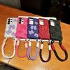 Samsung S25ultra Mobile Phone Case with Large Waves Cute Bow S24plus Integrated Lanyard Hole
