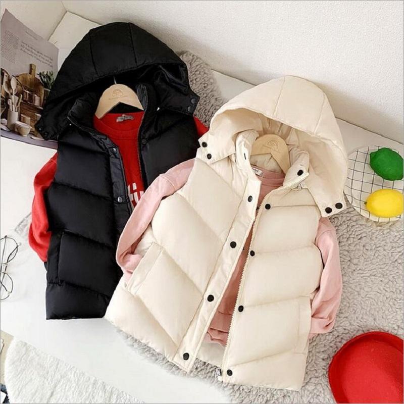 Winter Sleeveless Jacket for Children Clothes Thicken Hooded Down Cotton Vest for Boys Girls Kids Waistcoat Coat