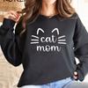 Cat Mom Sweatshirt Cat Mama Sweatshirts Cat Mom Gift Women Graphic Hoodies Long Sleeve Crewneck Pullovers Female Streetwear Top