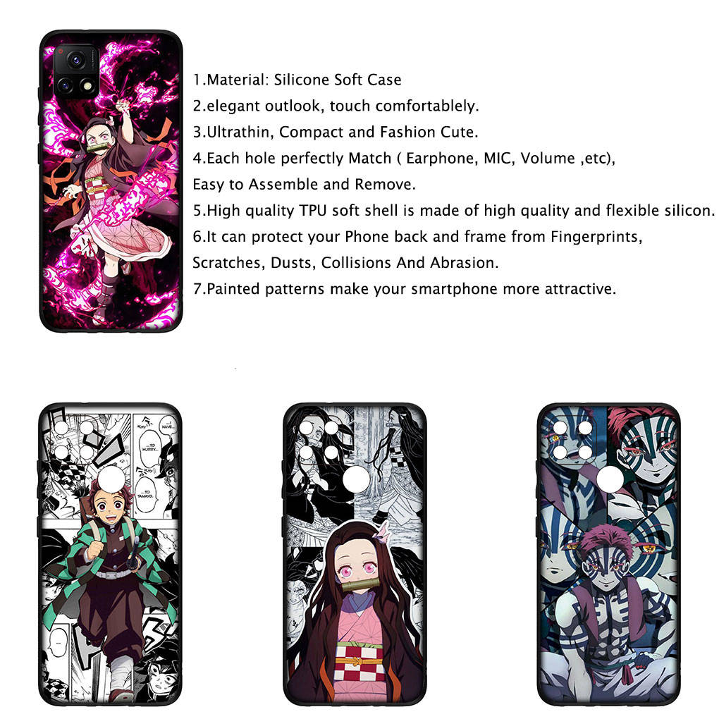 For iPhone 16 15 Xiaomi Redmi Note 14 13 12 11 Pro Max X 16e Samsung Galaxy S25 S24 S23 Moto OPPO Huawei Anime Demon Slayer Tanjirou Nezuko Phone Case
