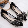 Fashion 2025 Summer Breathable Flat Heel Women's Scoop Shoes New Korean Edition Butterfly Knot Designed Mesh Pointed Casual Single Shoes