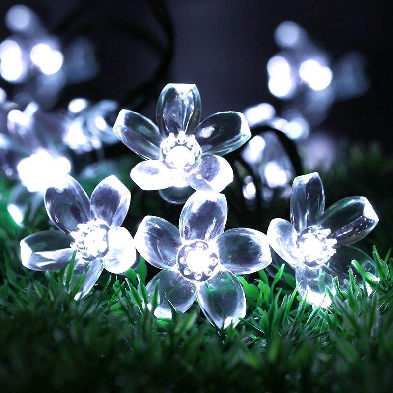 Cherry Blossom String Lights LED Battery Powered Fairy Garland Lighting Strings Crystal Flowers Waterproof Christmas Home Decor