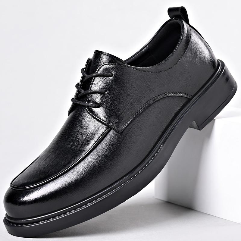 FashionDress Shoes Man Lace Up Official Social Shoe Men Spring Autumn Business Gentleman Black Office Legitimate Leather Casual Shoes