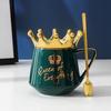 Creative Crown Ceramic Cup with Lid Coffee Cup Nordic Gold Pattern Couple Mug Big Belly Cup Souvenir
