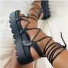 Fashion Fashion Woman Gladiator Sandals Ladies Wedge Shoes Female Lace Up Platform Shoes Women Cross Straps Boots Thick Bottom Sandals