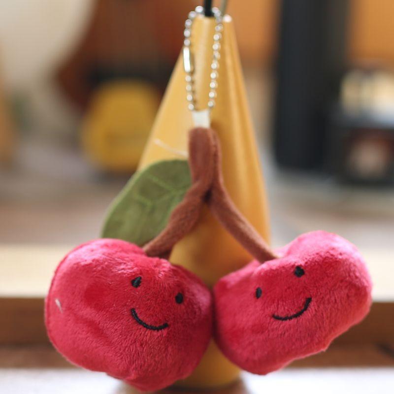 Cute Jellycat Cherry Stuffed Animal Keychain Soft Short Plush Backpack Accessory