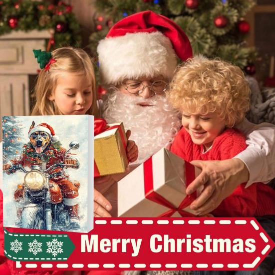 Christmas Funny Motorcycle Dog Advent Calendar 2025 24-Day Countdown with 2D