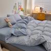 Весенне-летняя утолщенная хлопковая простыня с начесом, однотонный комплект из четырех предметов, клетчатое полосатое хлопковое постельное белье