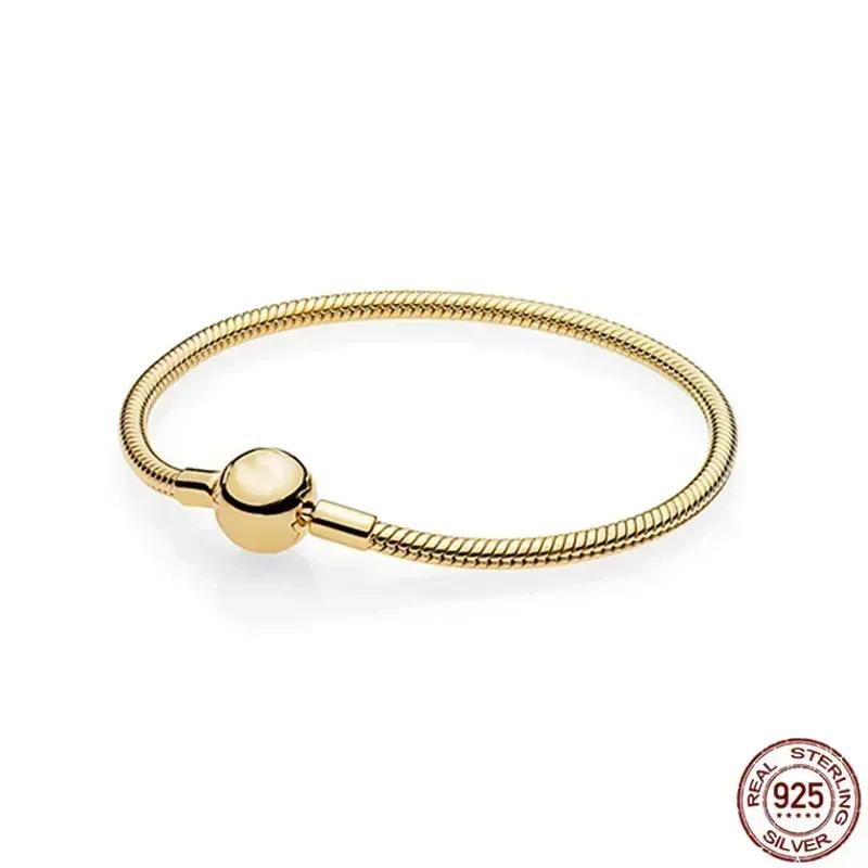 Hot Selling 925 Sterling Silver Classic Bucket Buckle Dazzling Heart Shaped Bracelet Fits Design Original Charm Beaded DIY Gifts