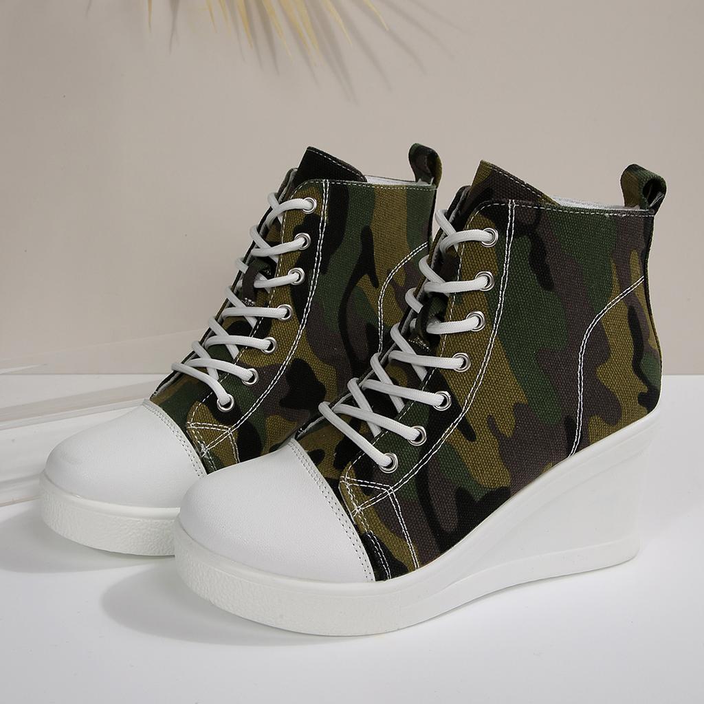 Women Sneakers Hidden Wedge Invisible Heel Canvas Shoes for Women Increased Breathable Platform Sneakers Women De Mujer