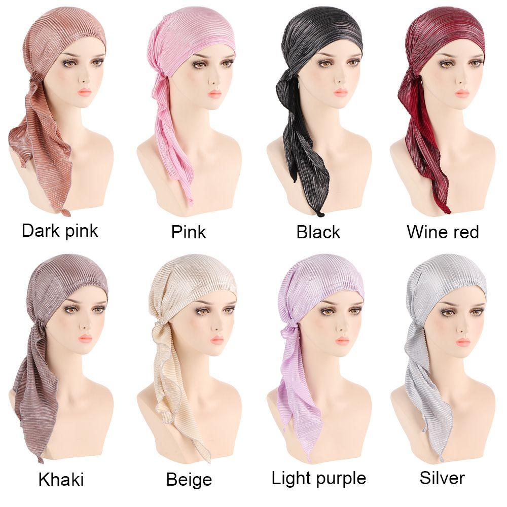 Cover Women Headscarf Headwear Headwrap Cancer Chemo Cap Pre-Tied Bonnet Beanie Cap Muslim Hijab