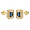 [Q7043] - Gold Plated 'Sissi' Blue Sapphire Gold Earrings - 9x7 Mm
