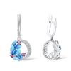 New Arrival Blue Flower Shape Stud Earrings Round Zircon Jewelry Fashion Women Girl Ear Accessories